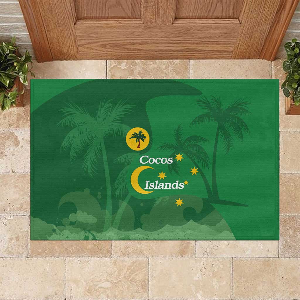 Australia Cocos Keeling Islands Rubber Doormat Southern Cross Palm Tree Pattern - Aussie Hoodie