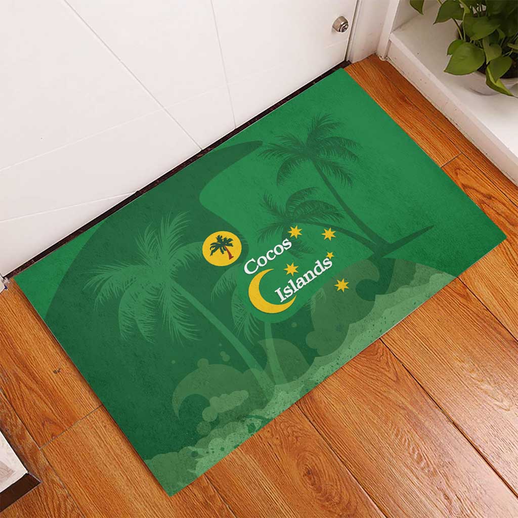 Australia Cocos Keeling Islands Rubber Doormat Southern Cross Palm Tree Pattern - Aussie Hoodie