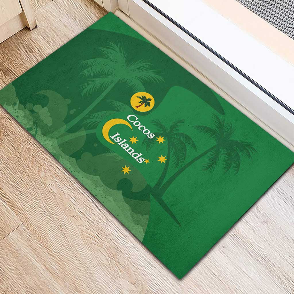 Australia Cocos Keeling Islands Rubber Doormat Southern Cross Palm Tree Pattern - Aussie Hoodie