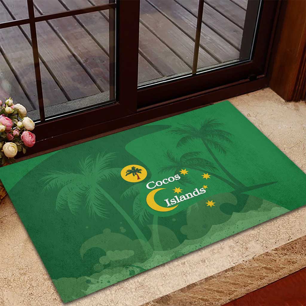 Australia Cocos Keeling Islands Rubber Doormat Southern Cross Palm Tree Pattern - Aussie Hoodie