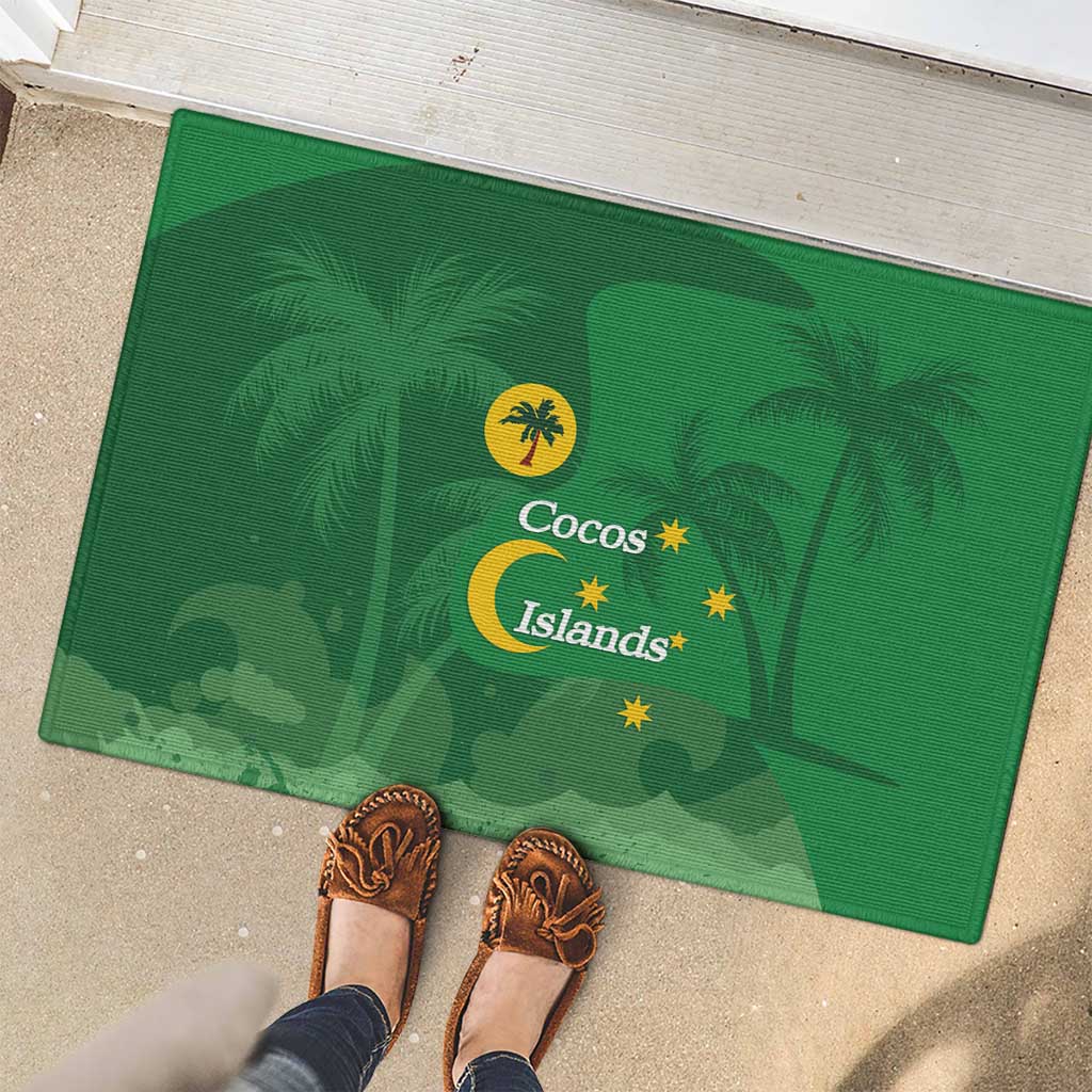 Australia Cocos Keeling Islands Rubber Doormat Southern Cross Palm Tree Pattern - Aussie Hoodie