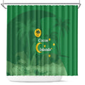 Australia Cocos Keeling Islands Shower Curtain Southern Cross Palm Tree Pattern - Aussie Hoodie