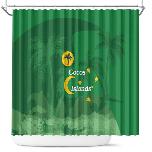 Australia Cocos Keeling Islands Shower Curtain Southern Cross Palm Tree Pattern - Aussie Hoodie
