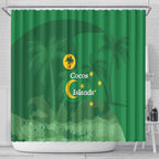 Australia Cocos Keeling Islands Shower Curtain Southern Cross Palm Tree Pattern - Aussie Hoodie