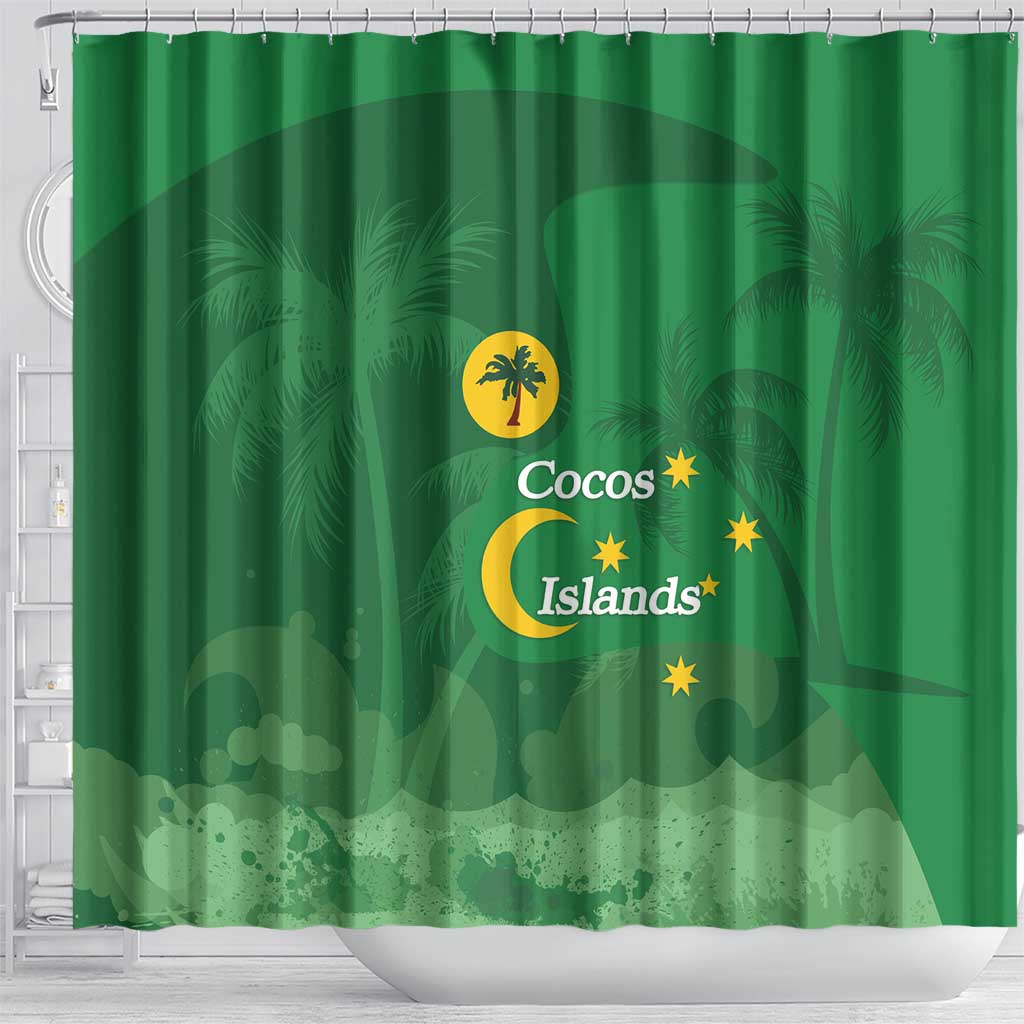 Australia Cocos Keeling Islands Shower Curtain Southern Cross Palm Tree Pattern - Aussie Hoodie