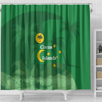 Australia Cocos Keeling Islands Shower Curtain Southern Cross Palm Tree Pattern - Aussie Hoodie