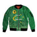 Australia Cocos Keeling Islands Sleeve Zip Bomber Jacket Southern Cross Palm Tree Pattern - Aussie Hoodie