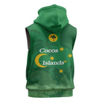 Australia Cocos Keeling Islands Sleeveless Hoodie Southern Cross Palm Tree Pattern - Aussie Hoodie