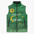 Australia Cocos Keeling Islands Sleeveless Puffer Jacket Southern Cross Palm Tree Pattern - Aussie Hoodie