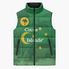 Australia Cocos Keeling Islands Sleeveless Puffer Jacket Southern Cross Palm Tree Pattern - Aussie Hoodie