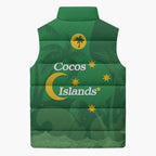 Australia Cocos Keeling Islands Sleeveless Puffer Jacket Southern Cross Palm Tree Pattern - Aussie Hoodie