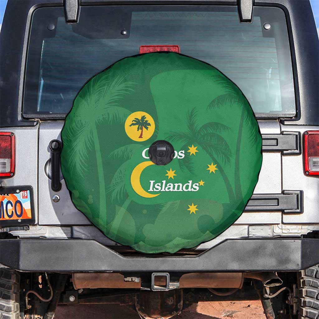 Australia Cocos Keeling Islands Spare Tire Cover Southern Cross Palm Tree Pattern - Aussie Hoodie