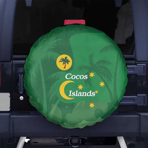 Australia Cocos Keeling Islands Spare Tire Cover Southern Cross Palm Tree Pattern - Aussie Hoodie