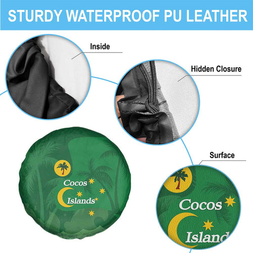 Australia Cocos Keeling Islands Spare Tire Cover Southern Cross Palm Tree Pattern - Aussie Hoodie