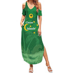 Australia Cocos Keeling Islands Summer Maxi Dress Southern Cross Palm Tree Pattern - Aussie Hoodie