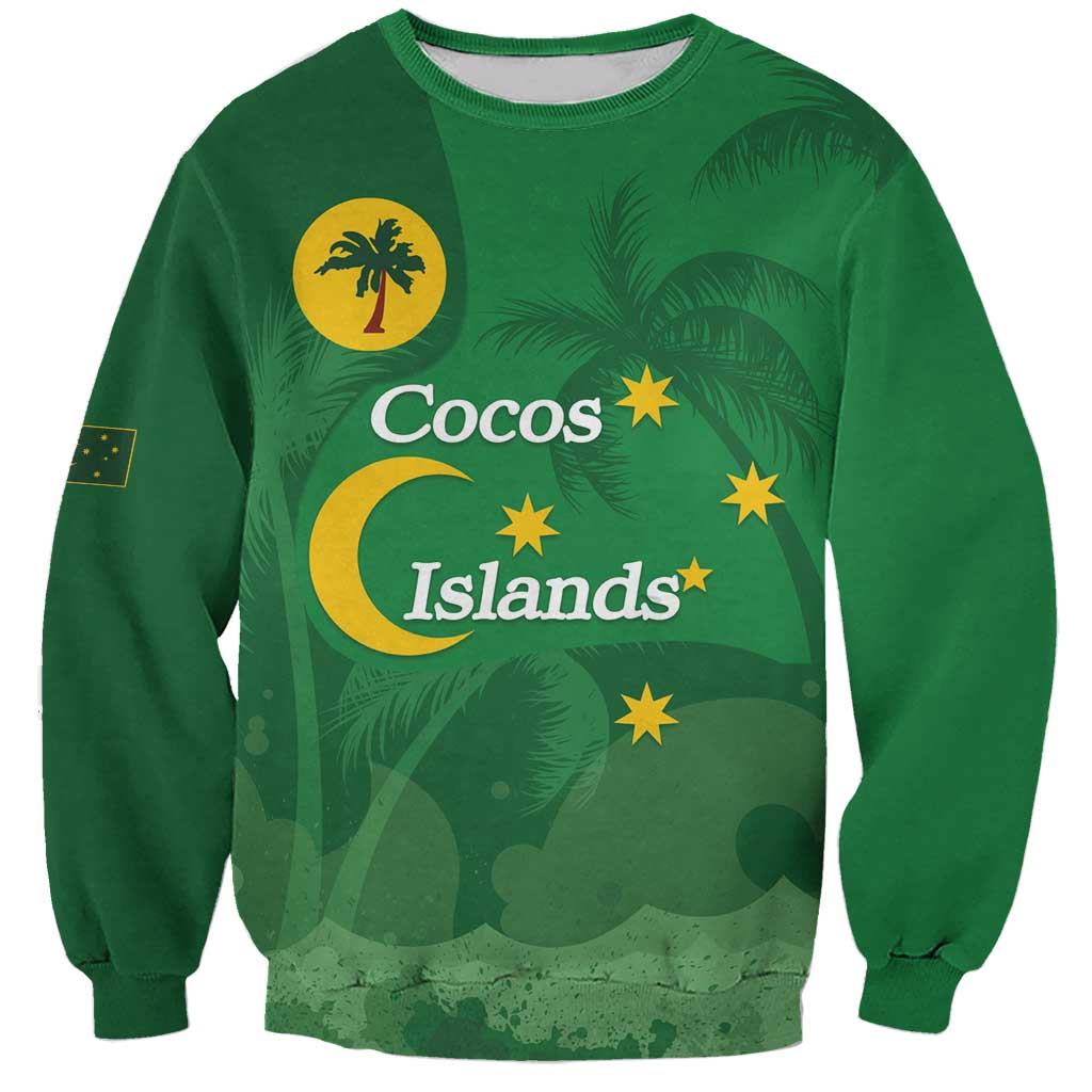 Australia Cocos Keeling Islands Sweatshirt Southern Cross Palm Tree Pattern - Aussie Hoodie