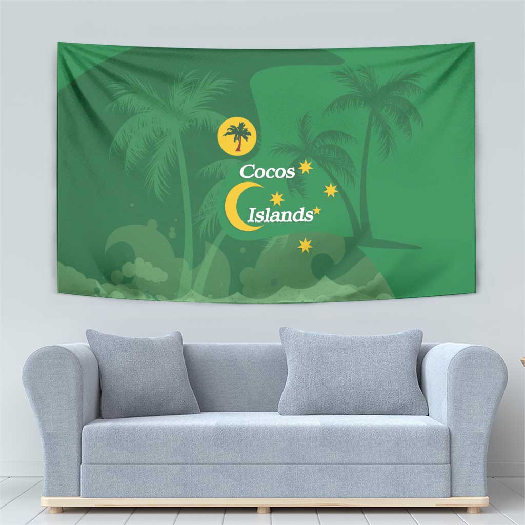 Australia Cocos Keeling Islands Tapestry Southern Cross Palm Tree Pattern - Aussie Hoodie