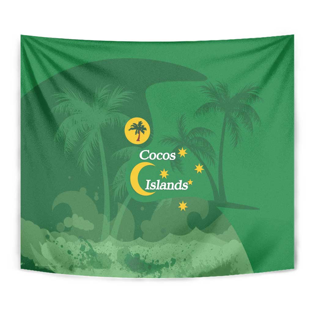 Australia Cocos Keeling Islands Tapestry Southern Cross Palm Tree Pattern - Aussie Hoodie