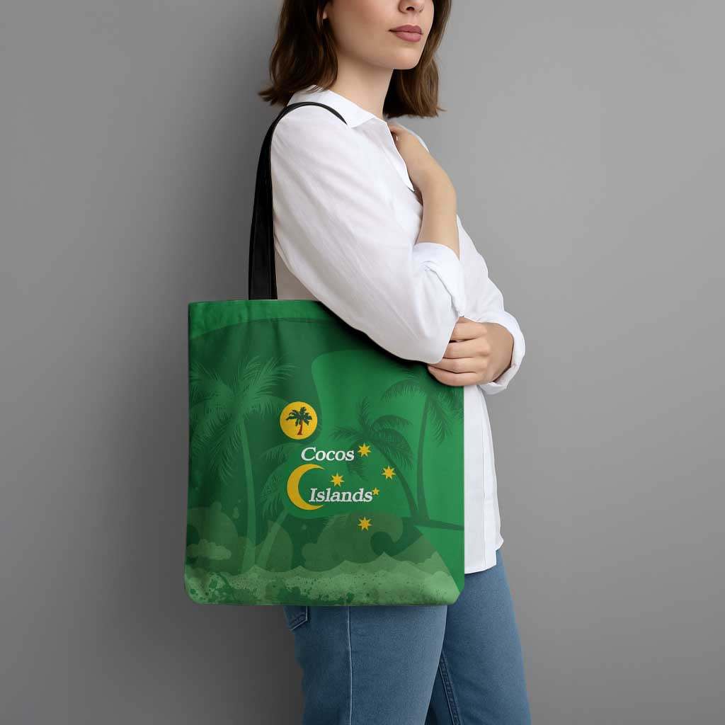 Australia Cocos Keeling Islands Tote Bag Southern Cross Palm Tree Pattern - Aussie Hoodie
