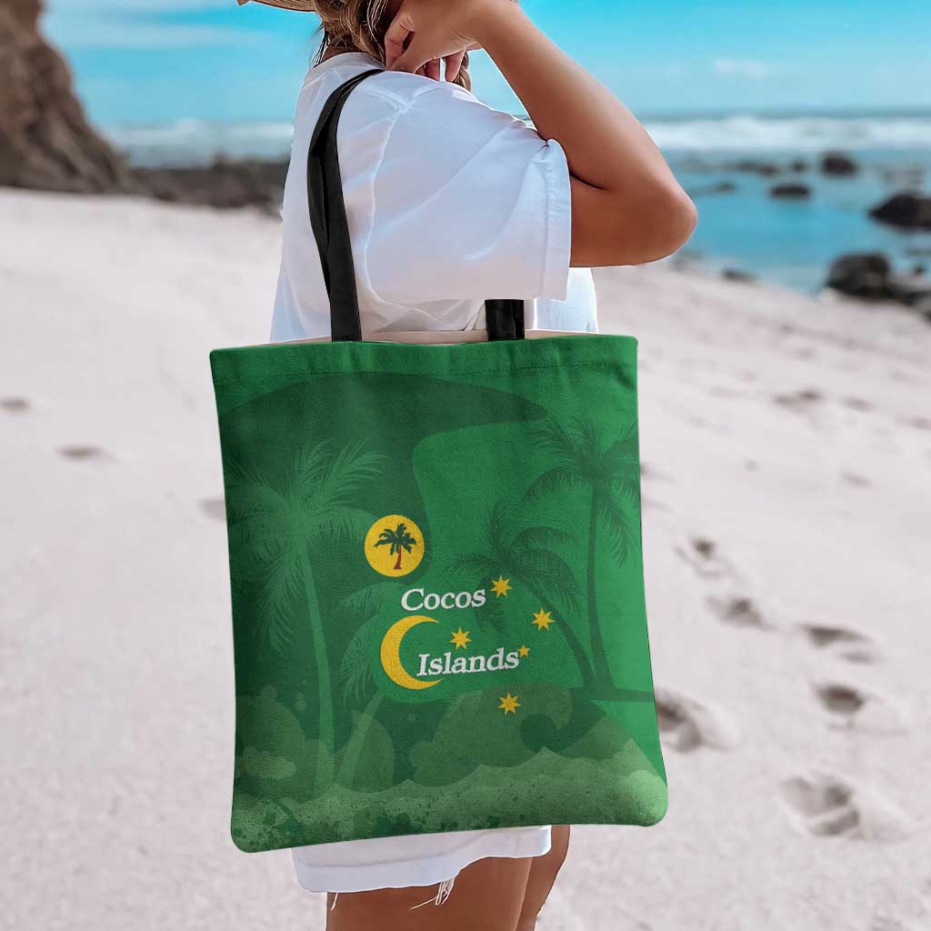 Australia Cocos Keeling Islands Tote Bag Southern Cross Palm Tree Pattern - Aussie Hoodie