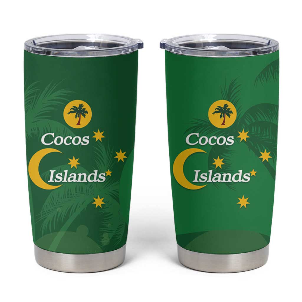 Australia Cocos Keeling Islands Tumbler Cup Southern Cross Palm Tree Pattern - Aussie Hoodie