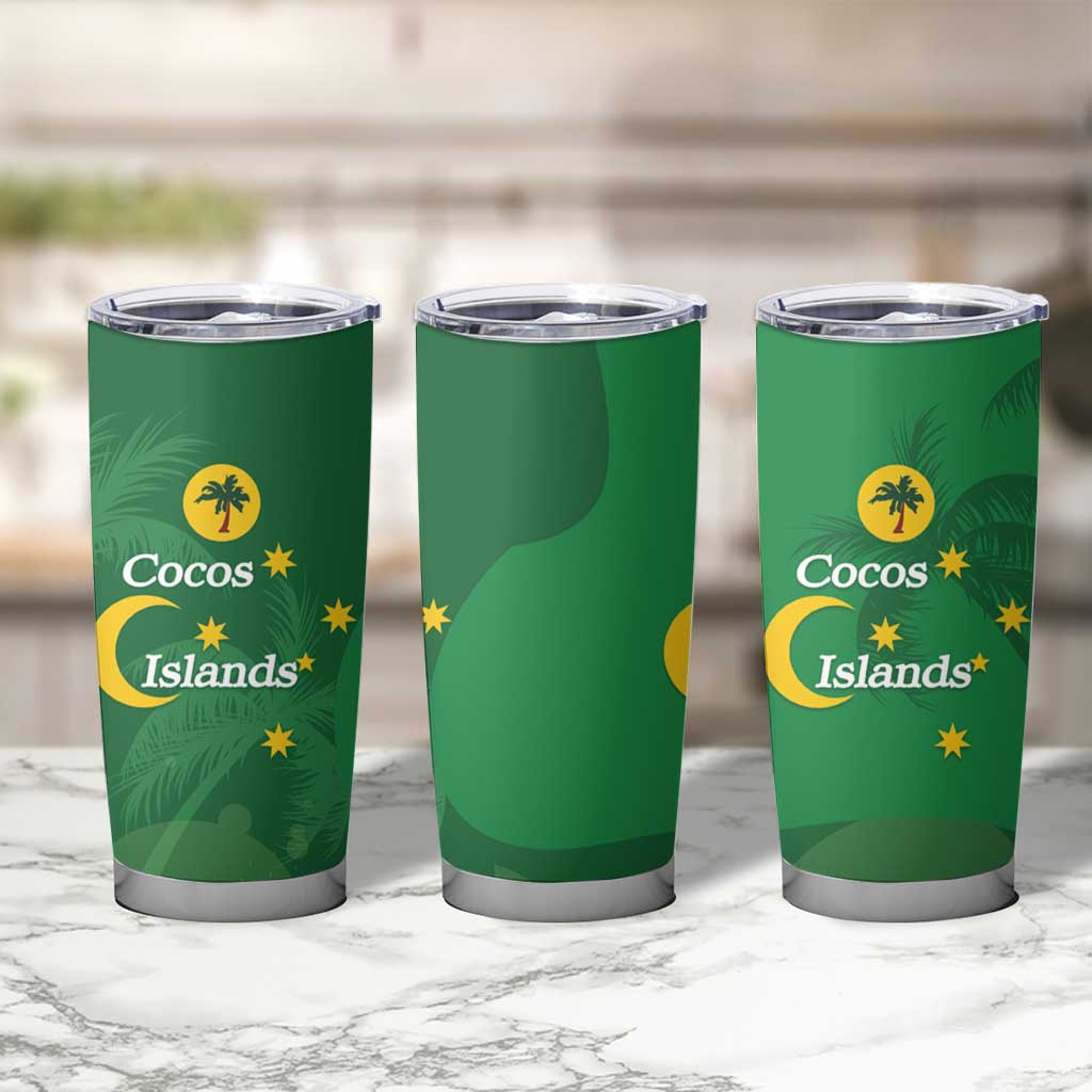 Australia Cocos Keeling Islands Tumbler Cup Southern Cross Palm Tree Pattern - Aussie Hoodie