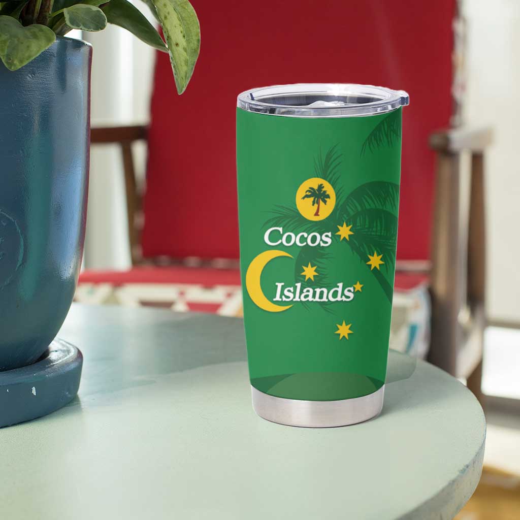 Australia Cocos Keeling Islands Tumbler Cup Southern Cross Palm Tree Pattern - Aussie Hoodie