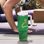 Australia Cocos Keeling Islands Tumbler With Handle Southern Cross Palm Tree Pattern - Aussie Hoodie