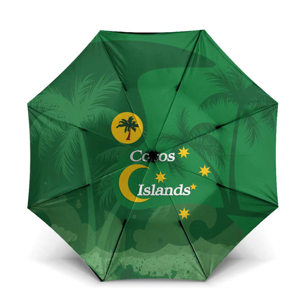 Australia Cocos Keeling Islands Umbrella Southern Cross Palm Tree Pattern - Aussie Hoodie