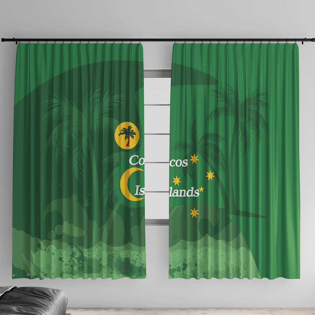 Australia Cocos Keeling Islands Window Curtain Southern Cross Palm Tree Pattern - Aussie Hoodie