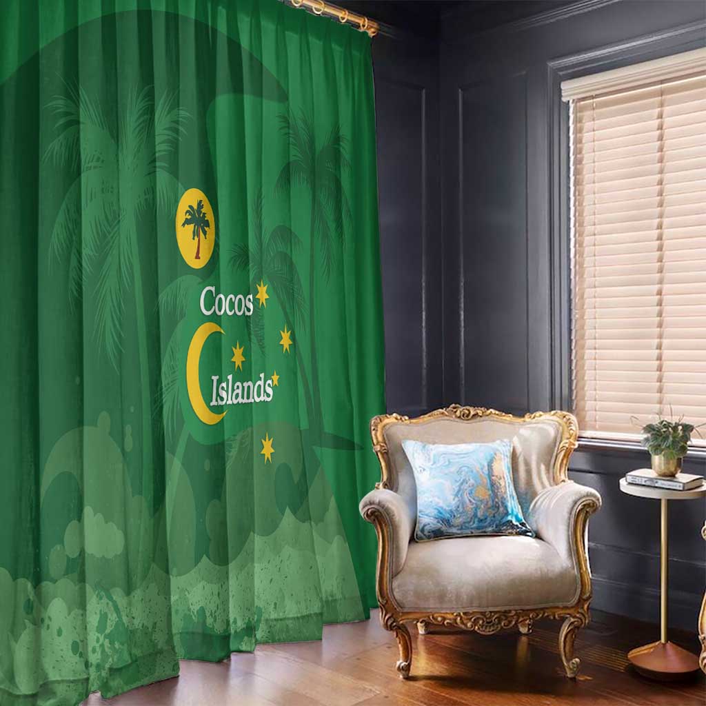 Australia Cocos Keeling Islands Window Curtain Southern Cross Palm Tree Pattern - Aussie Hoodie