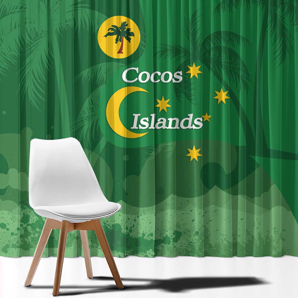 Australia Cocos Keeling Islands Window Curtain Southern Cross Palm Tree Pattern - Aussie Hoodie