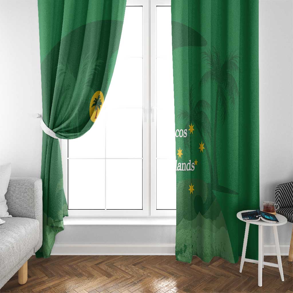 Australia Cocos Keeling Islands Window Curtain Southern Cross Palm Tree Pattern - Aussie Hoodie