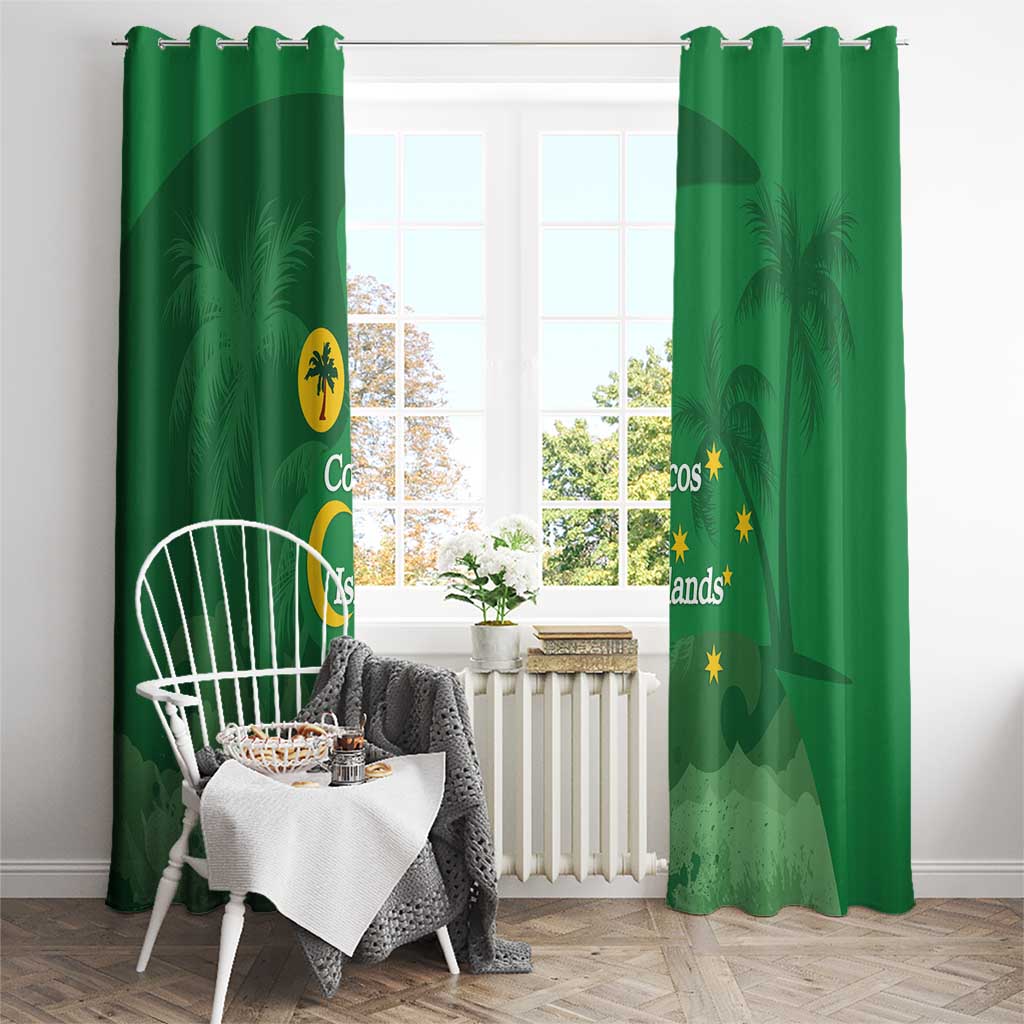 Australia Cocos Keeling Islands Window Curtain Southern Cross Palm Tree Pattern - Aussie Hoodie