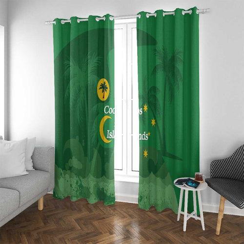 Australia Cocos Keeling Islands Window Curtain Southern Cross Palm Tree Pattern - Aussie Hoodie