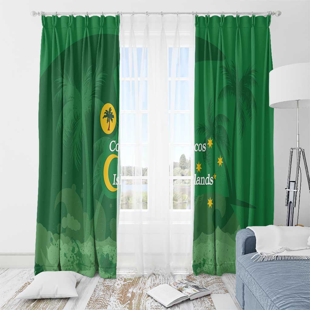 Australia Cocos Keeling Islands Window Curtain Southern Cross Palm Tree Pattern - Aussie Hoodie