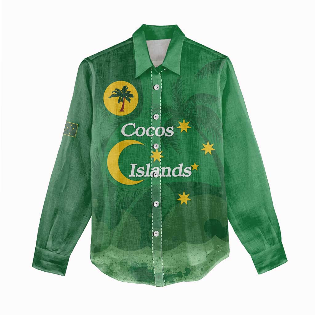 Australia Cocos Keeling Islands Women Casual Shirt Southern Cross Palm Tree Pattern - Aussie Hoodie
