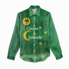 Australia Cocos Keeling Islands Women Casual Shirt Southern Cross Palm Tree Pattern - Aussie Hoodie