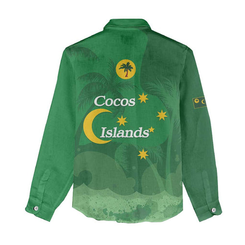 Australia Cocos Keeling Islands Women Casual Shirt Southern Cross Palm Tree Pattern - Aussie Hoodie