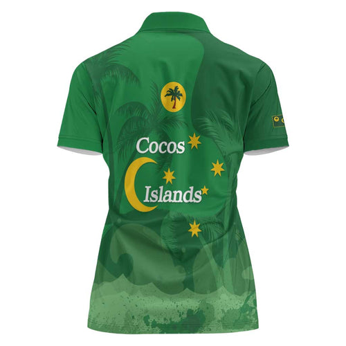 Australia Cocos Keeling Islands Women Polo Shirt Southern Cross Palm Tree Pattern - Aussie Hoodie