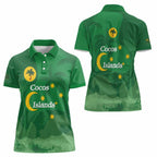 Australia Cocos Keeling Islands Women Polo Shirt Southern Cross Palm Tree Pattern - Aussie Hoodie