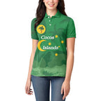 Australia Cocos Keeling Islands Women Polo Shirt Southern Cross Palm Tree Pattern - Aussie Hoodie