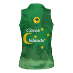 Australia Cocos Keeling Islands Women Sleeveless Polo Shirt Southern Cross Palm Tree Pattern - Aussie Hoodie