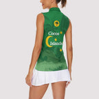 Australia Cocos Keeling Islands Women Sleeveless Polo Shirt Southern Cross Palm Tree Pattern - Aussie Hoodie