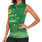 Australia Cocos Keeling Islands Women Sleeveless Polo Shirt Southern Cross Palm Tree Pattern - Aussie Hoodie