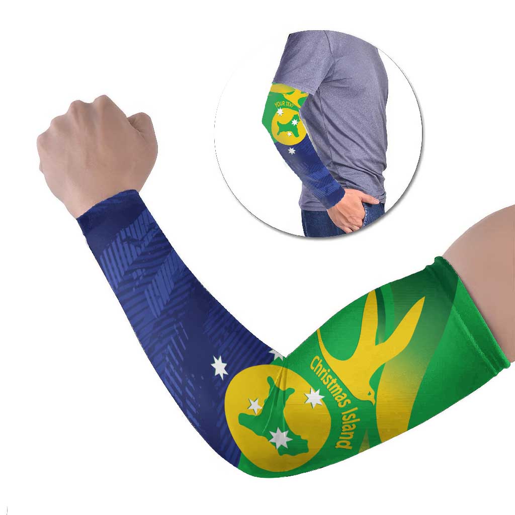 Personalised Australia Christmas Island Arm Sleeves Wilayah Pulau Krismas Flag Color - Aussie Hoodie
