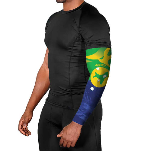 Personalised Australia Christmas Island Arm Sleeves Wilayah Pulau Krismas Flag Color - Aussie Hoodie