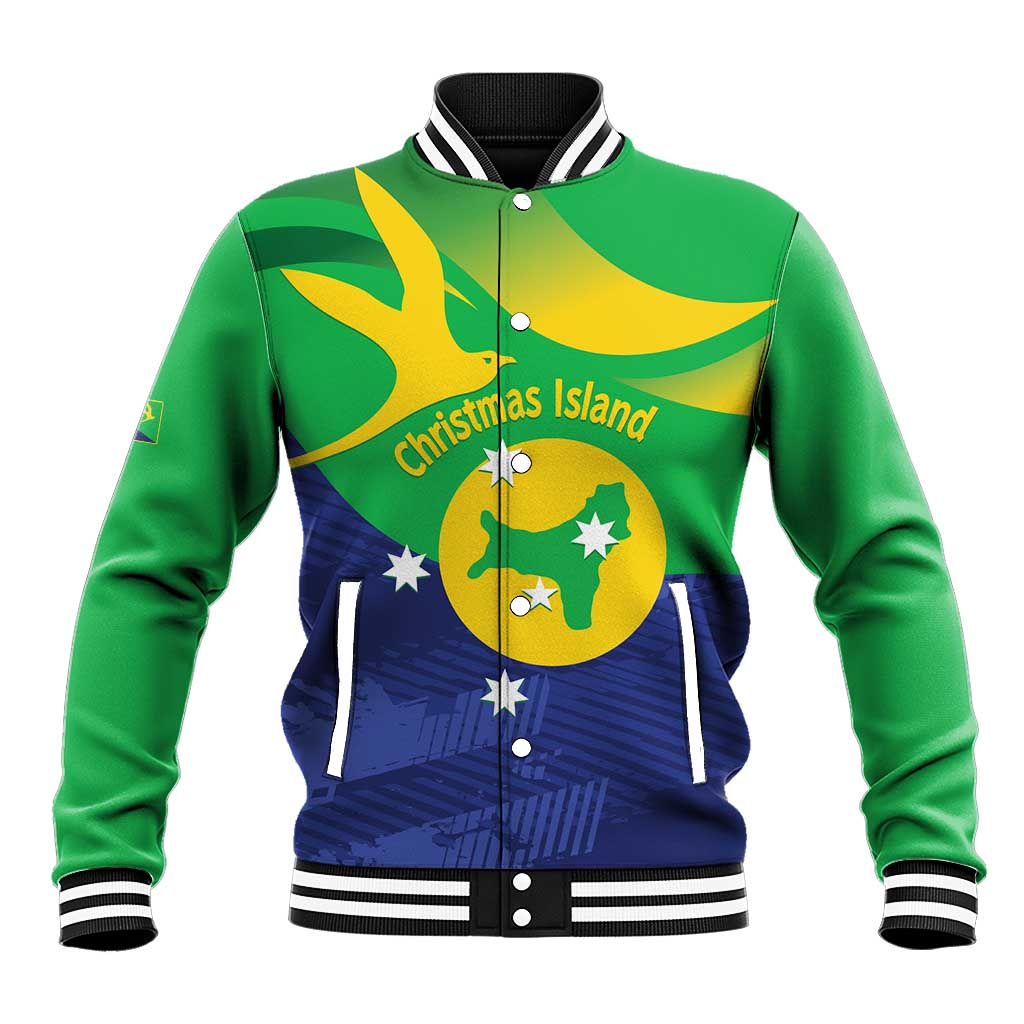 Personalised Australia Christmas Island Baseball Jacket Wilayah Pulau Krismas Flag Color - Aussie Hoodie