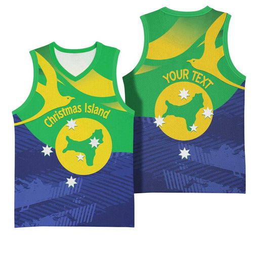 Personalised Australia Christmas Island Basketball Jersey Wilayah Pulau Krismas Flag Color - Aussie Hoodie