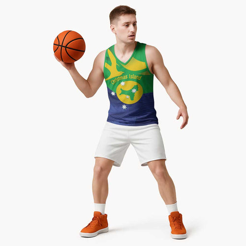 Personalised Australia Christmas Island Basketball Jersey Wilayah Pulau Krismas Flag Color - Aussie Hoodie